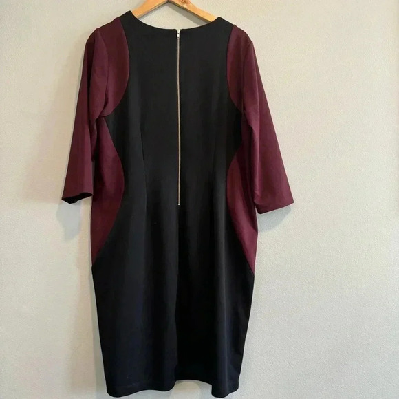 Lane Bryant Colorblock Sheath Dress Career Office Cherry Black 18 - Picture 2 of 4